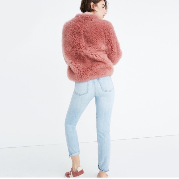 Madewell pink Mongolian shearling jacket. - Picture 5 of 6